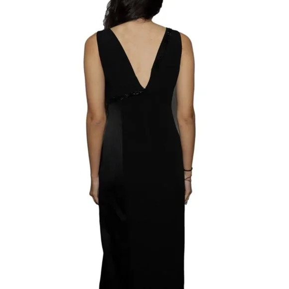 Versace 2016 Black Maxi Slit Swavorski Satin Dress Sz 40 - Picture 3 of 6